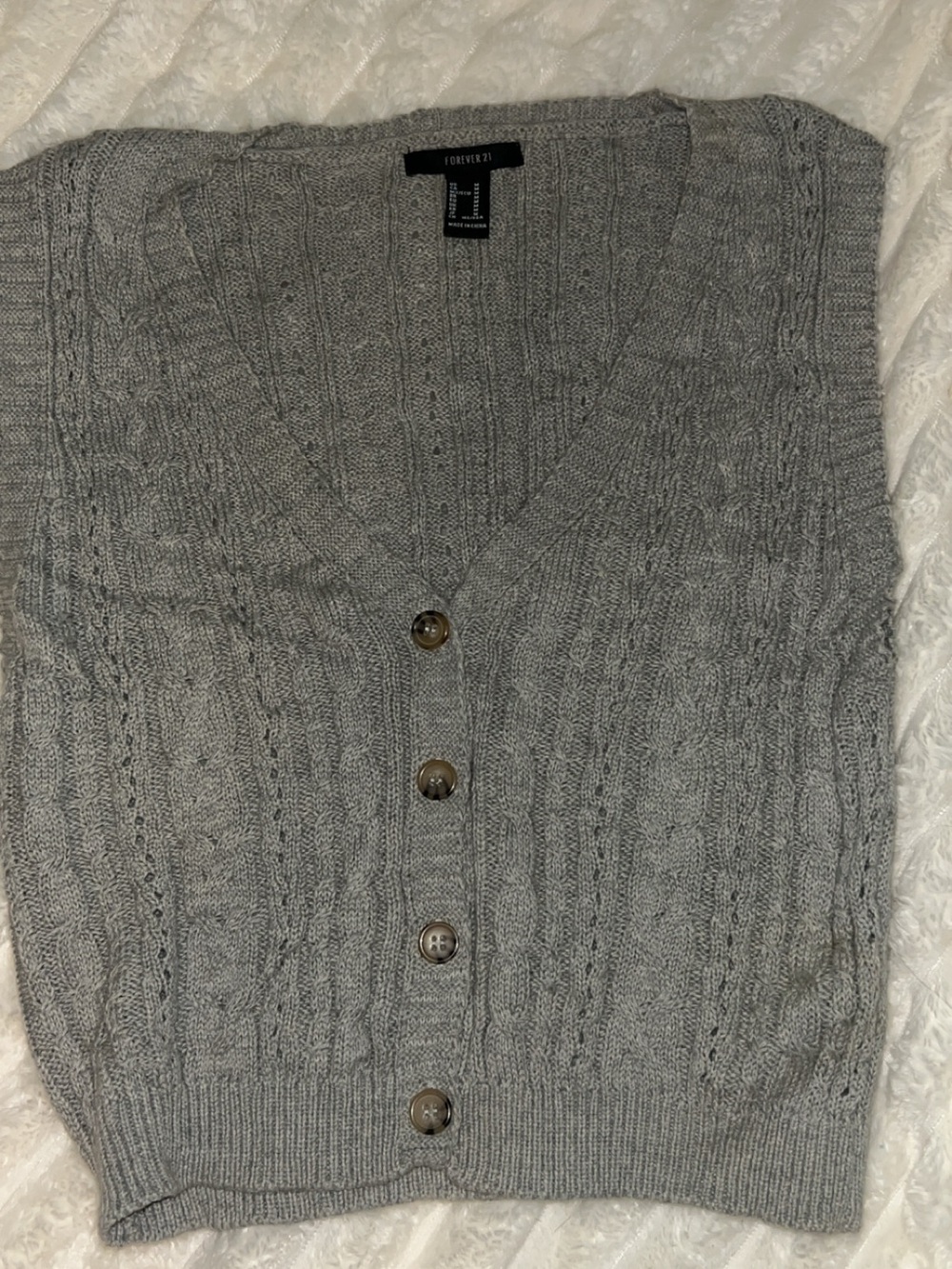 Forever 21 Women’s Gray Cable Knit Sweater Vest